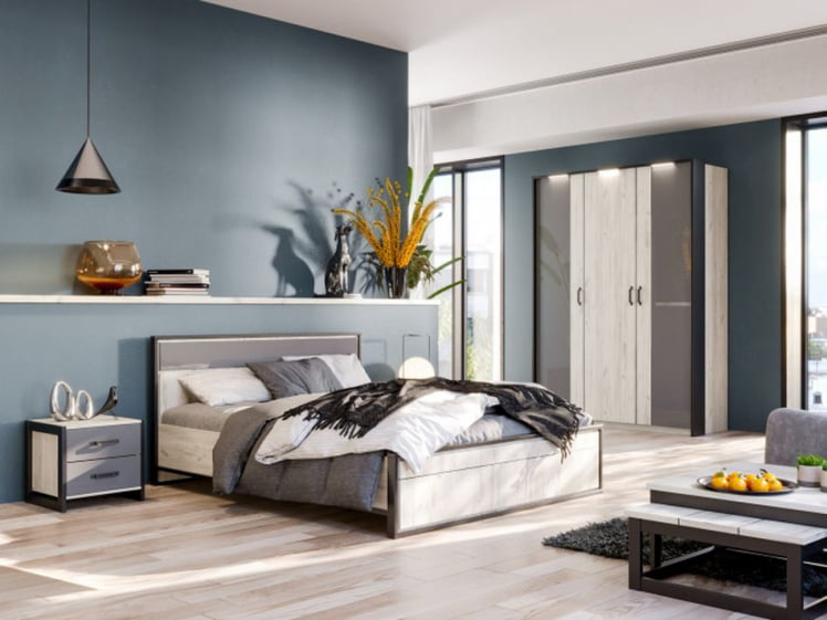 Шкаф четырехстворчатый с паспарту Техно 14 Дуб Крафт белый_4