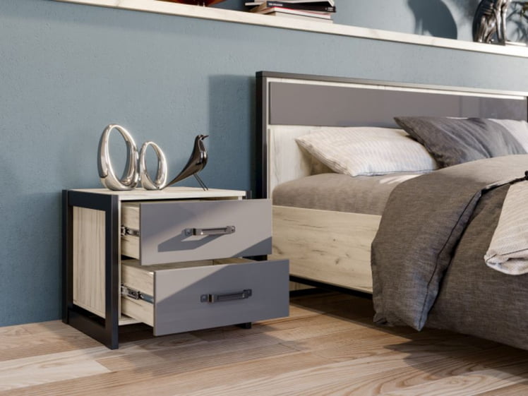 Комплект мебели для спальни Техно №3 Дуб Крафт белый Серый шифер_5