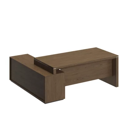 Стол руководителя правый на опорной тумбе VELAR ВЛ 137 ДТ ДТ Дуб табачный_1