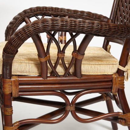 Комплект обеденный ANDREA GRAND (стол со стеклом+6 кресел+ подушки) Pecan Washed (античн. орех), Ткань рубчик, цвет кремовый_9