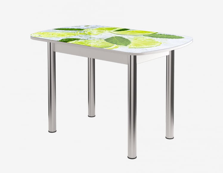 Стол Бостон ф/п Лайм, 900*600 мм, белый/хром брифинг_0