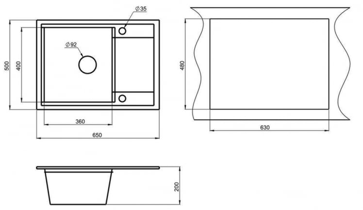 Кухонная мойка HIBRID HI-65 Графит-базальт_2