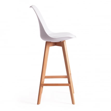 Стул барный TULIP BAR (mod. C1014H) пластик/дерево, 57 х 48 х 104 см, белый 018 /натуральный_1