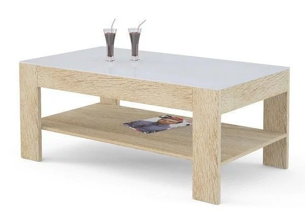 Стол журнальный BeautyStyle 26 Сонома/стекло белое_0