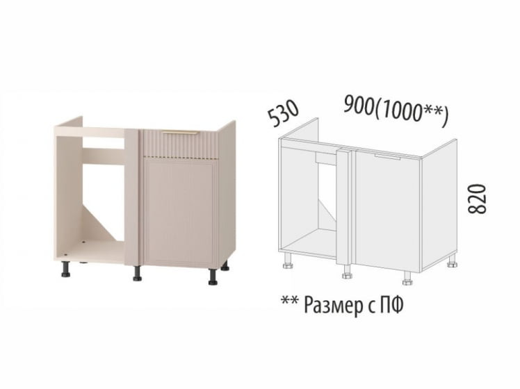 Напольный шкаф под мойку угловой (лев/прав) Флоренция 107.52_5