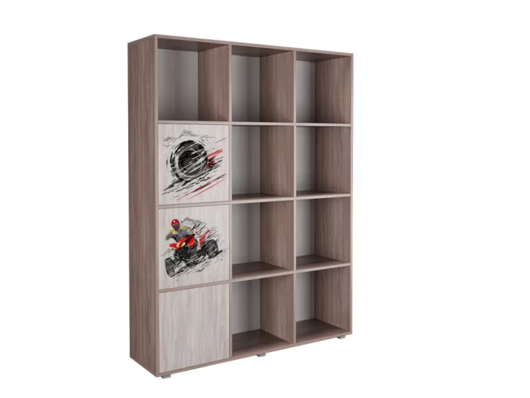 Стеллаж с фасадами ДМ 12 Ясень шимо темный/Голубой_0