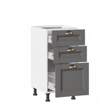 Тумба кухонная 400 с 3 ящиками ЛЮКС (4) Амели-3 ЛД 299.880.000.063 Белый Оникс серый_1