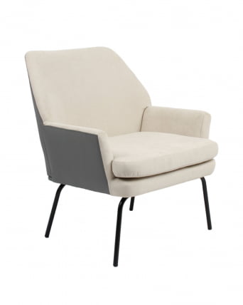 Кресло Харви Бежевый с серой экокожей_0