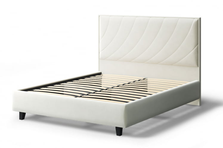 Кровать СОФИЯ 2000*1200мм (на опорах), велюр Бренди лайт 02 (серо-белый), (б/основания, б/матраса)_1