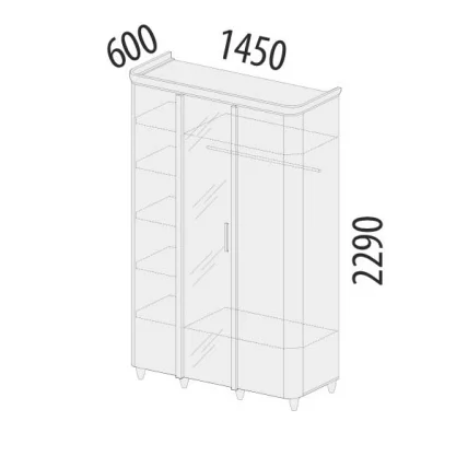 Шкаф трехдверный с зеркалом Катрин 92.12 Дуб венге Белый песок Браун вуд_1