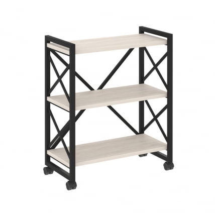 Стеллаж на колесных опорах - 3 полки LOFT  VR.L-MST.K-3.8 Металл черный Денвер светлый_0