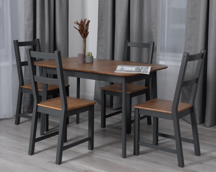 Стол Соната Люкс раздвижной/Sonata Lux extension table массив сосны, антик /графит, 120-(150)х75х73 см_14