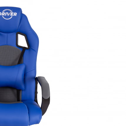 Кресло DRIVER (22) кож/зам/ткань, синий/серый, 36-39/TW-12_5