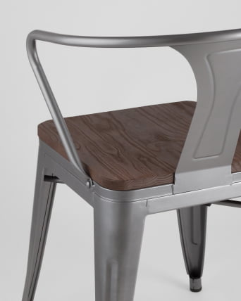Стул ТОЛИКС АРМ ВООД с подлокотниками Серебристый / TOLIX ARM WOOD_6