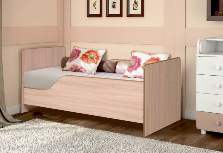 Кровать детская с бортом Малышка №1 600*1400 Вишня оксфорд_0