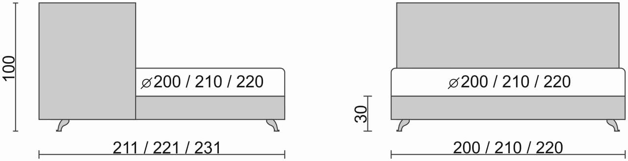 Круглая кровать Caprice 200x200 Красная ткань_3