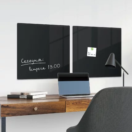 Доска магнитно-маркерная стеклянная BRAUBERG 45х45 см Черная_3