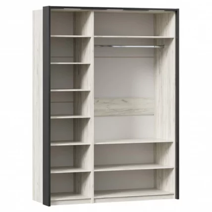 Шкаф трехстворчатый с комбинированными дверями и паспарту Техно 11 Дуб Крафт белый Серый шифер_2