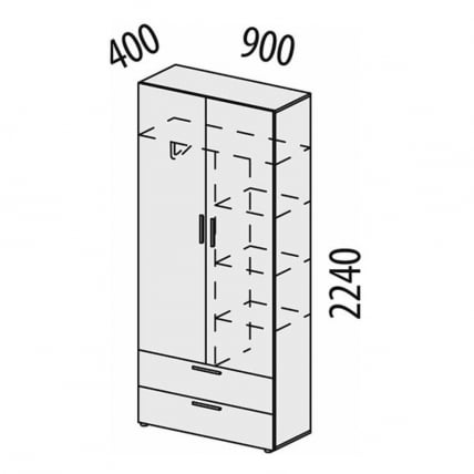Шкаф для одежды с полками и штангой (лев/прав) Джерси 601.17_11