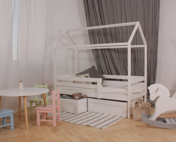 Кровать-домик RooRoom кд-3Р с ящиками Розовый_0