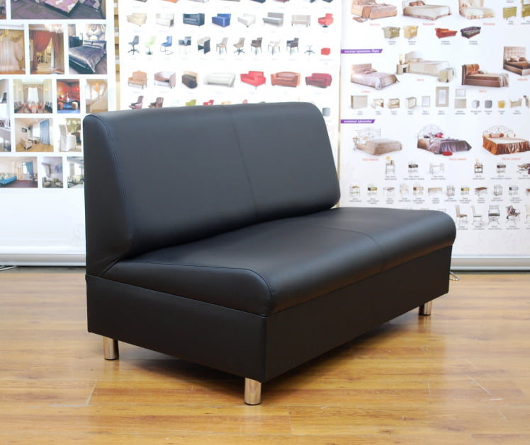 Диван офисный Клерк 9 двойная без подлокотников черный Ecotex 3001_0