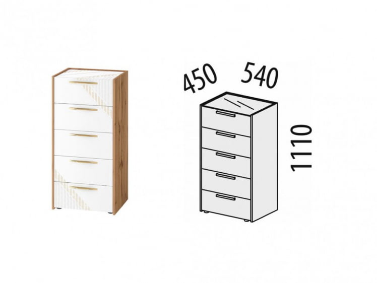 Комод Монако 903.19 Дуб Вотан / Белый шпон / Альпийский белый_3
