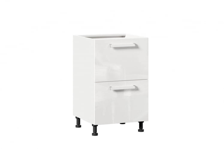 Тумба кухонная 500 с 2 ящиками (4) Герда ЛД 272.125.000 Белый/Белый глянец_0