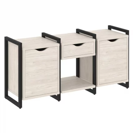 Тумба на регулируемых опорах наборная. Вариант №7 LOFT VR.L-TN-7.O Металл черный Денвер светлый_0