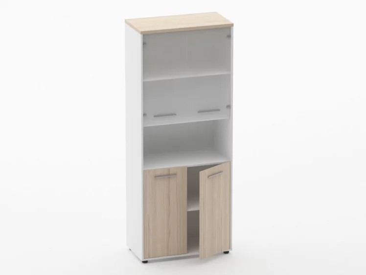 Шкаф 4 широкий верх стеклянные двери, низ закрытый, с нишей Deka 10.19.181 Туя/Белый_1