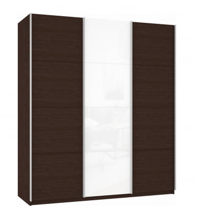 Шкаф-купе трехдверный Прайм 2100 ДСП/Белое стекло/ДСП Венге_0