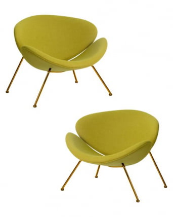 Кресло дизайнерское DOBRIN EMILY (светло-зеленая ткань AF3, золотое основание) 2 шт_0