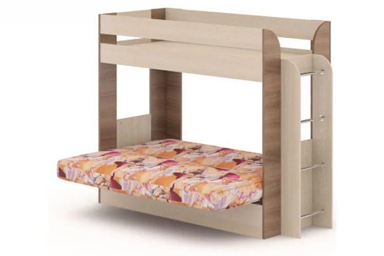 Двухъярусная кровать с диваном Карамель 75 Ясень шимо темный Ясень шимо светлый_2