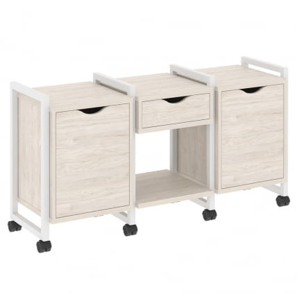 Тумба на колесных опорах наборная. Вариант №7 LOFT VR.L-TN-7.K Металл белый Денвер светлый_0