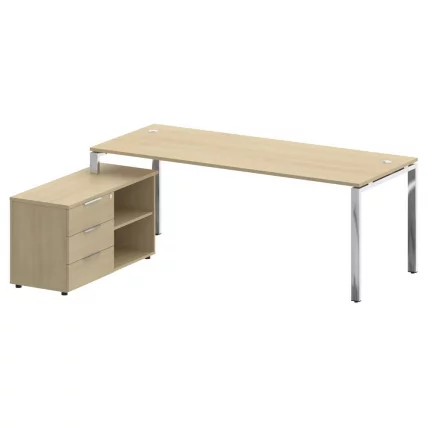 Стол рабочий руководителя с опорной тумбой левый METAL SYSTEM DIRECT БГ.СРТ-6.8 Л Акация Лорка_0