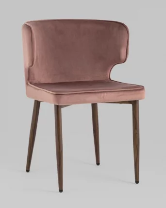 Стул Матео ножки под дерево велюр Пыльно-розовый_1