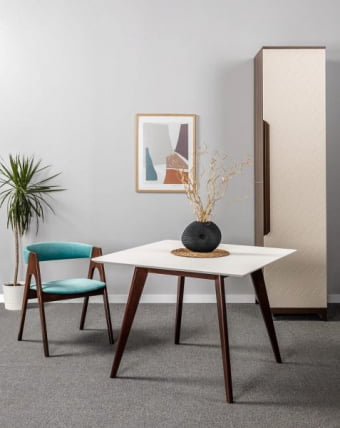 Стол Лунд 860*860 Белый Темный орех_6