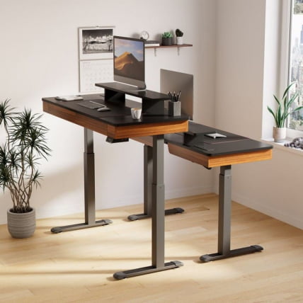 Стол для компьютера c электрической регулировкой по высоте и 2 ящиками EUREKA ERK-ED-I55-WN_11