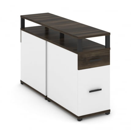 Тумба двухсторонняя опорная приставная с ящиком, распашным фасадом и надставкой CONCEPT CN.DTGO-006 B/W Дуб Мали Белый бриллиант Черный_0