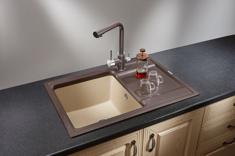 Кухонная мойка HIBRID HI-74 Черный-арктик_1