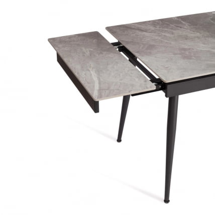 Стол обеденный Lord Grey/Лорд Грей столешница керамика (глянцевая) / опоры металл, серый/черный, (120+30+30)x80x75 см_5