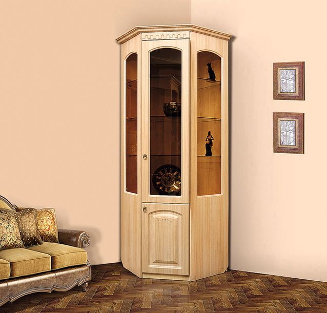Шкаф-витрина угловой Гармония-4 (Клен)_0