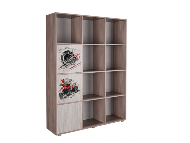 Стеллаж с фасадами ДМ 12 Ясень шимо темный/Оранжевый_0