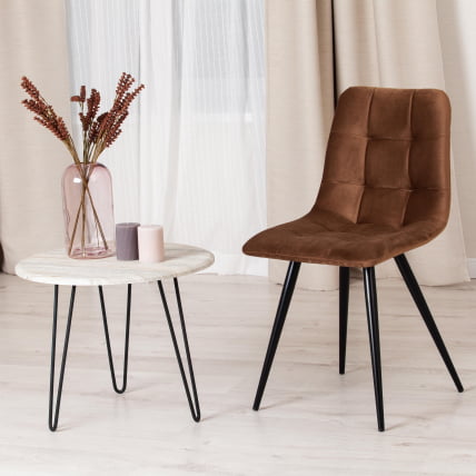 Стул CHILLY (mod. 7095-1) ткань/металл, 45x53х88 см, высота до сиденья 50 см, коричневый barkhat 12/черный_9