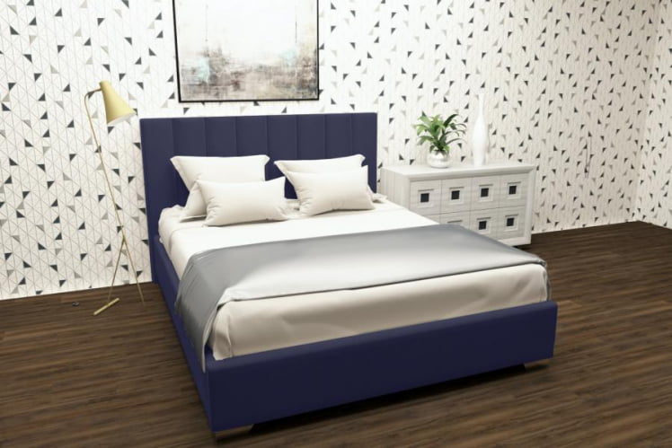 Мягкая интерьерная кровать Терра с ортопедическим основанием Цвет фасада: Синий; Материал фасада: Металл/Велюр; Спальное место: 1800х2000 мм_0