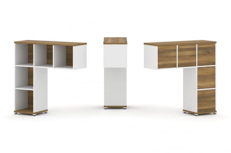 Надставка на стол низкая односторонняя + задняя стенка 5шт. CONCEPT CN.ONN-001 Сандал Янтарный Белый бриллиант Белый металл_0