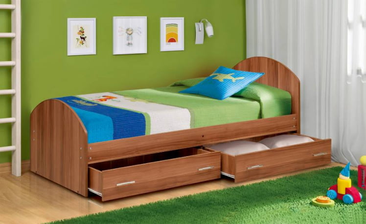 Кровать с ящиками на уголках №2 ЛДСП 900*1900 Дуб млечный_0