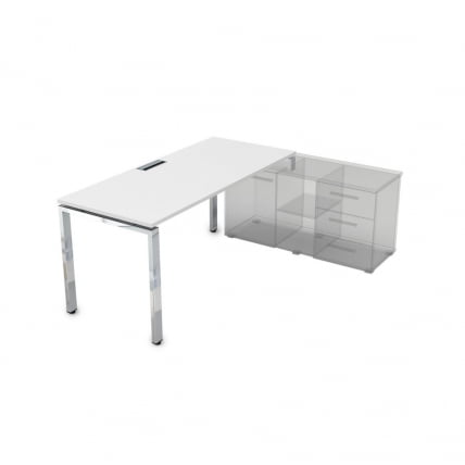 Стол рабочий, прямолинейный три опоры, правый GLOSS LINE НСТП-П.975 Белый Премиум_0