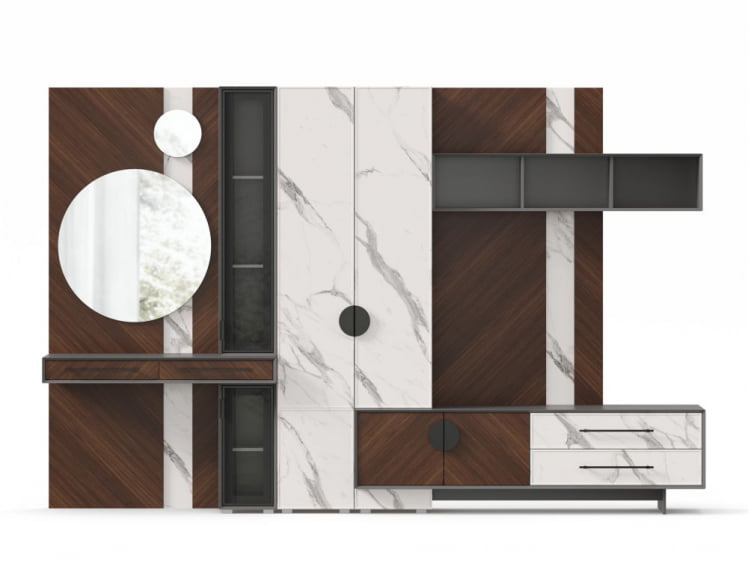 Набор мебели для гостиной Вилена №4 Оникс Серый/Орех/Монте белый_2