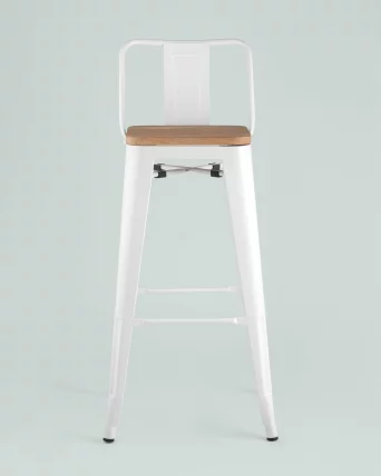Стул барный Tolix Wood 75.5  со спинкой Белый_3