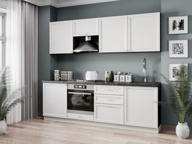 Тумба кухонная 800 с 2 ящиками ЛЮКС (4) Джулия ЛД 284.920.000.081 Черный Белый_2